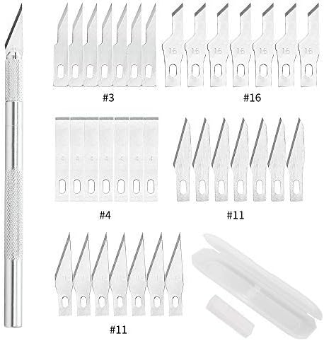 Professional Craft Knife Set 35 Pieces Hobby Blade Kit Precision Scalpel Durable Replacement Handle Hobby Blades Knives Tool with Case for Modelling, Handicrafts, Art, Craft and DIY Tasks