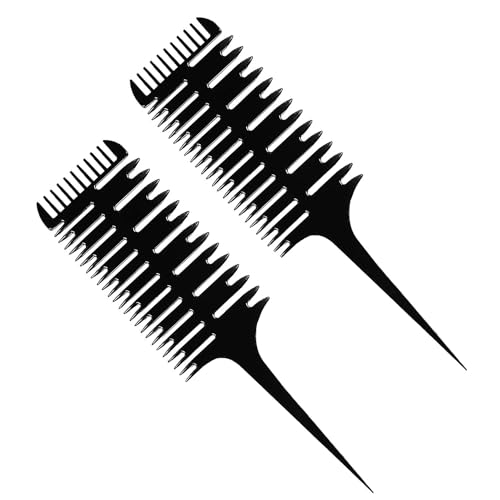 Peines para mechas y seccionado de cabello 3 vías, negro pack x2 miniatura 1