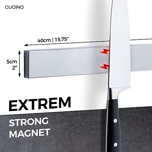 Cucino Refrigerator Magnetic Knife Strip - Steel Magnetic Knife Holder for Refrigerator