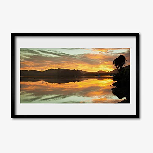 Affiche encadrée 60x40 cm avec paysage montagne et eau pour la décoration du salon