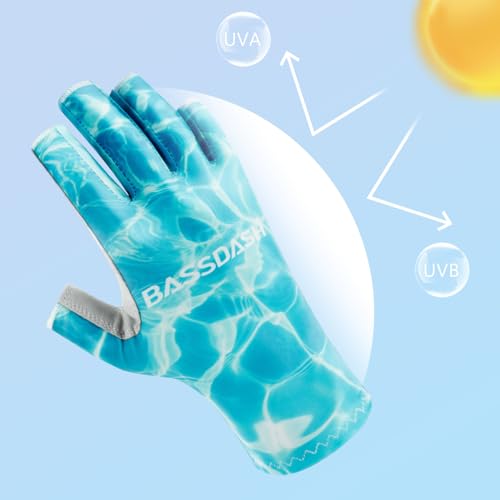 Image of Bassdash ALTIMATE UPF 50+ Women's Fishing Gloves UV Sun Protection Fingerless Gloves for Kayaking Paddling Hiking Cycling Driving Shooting Training