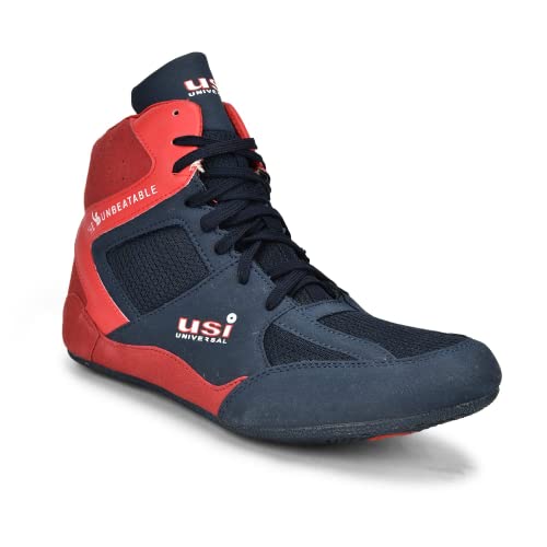 Image of USI UNIVERSAL Wrestling Shoes, 701WRB Comferto Red /Navy Sports Shoes For Wrestlers For Men & Women With Pu Suede, Mesh & Rubber Construction