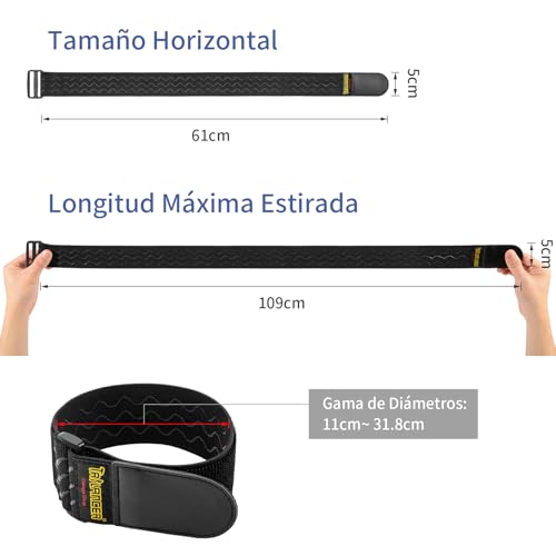 Miniatura 3 de Trilancer Cinchas Elásticas Con Tiras Antideslizantes, 61 Cm X 5 Cm Correas Multiusos Textiles Autoadherentes Para Mangueras, Cuerdas, Bicicletas, Equipaje, Camping O Esterillas De Yoga
