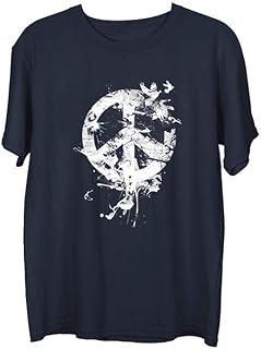 Wear Your Opinion Mens Graphic Printed Regular Fit T-Shirt (Design: Peace Bird,Navy,Large), Navy Blue
