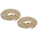 QUARKZMAN 2 Stück 6.6 Ft/2 m Verdrehte Säulen Absperrseil Mit Haken Champagner Gold
