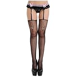 TinaDeer Sommer Damen Schwarze Straps-Stocking Frauen Ouvert Sexy Netzstrümpfe Netzstrumpfhose mit Hoher Taille Strumpfhose Schenkelhohe Strümpfe für Frauen