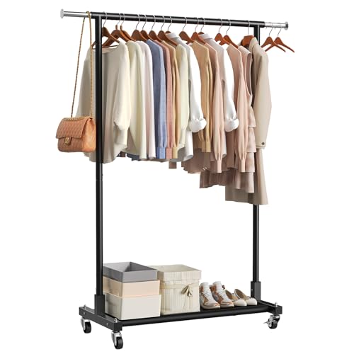 Luxspire 350LBS Heavy Duty Clothes Rack Black Rolling Garment Rack, Black by Luxspire - Used condition - US$34.07