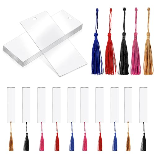 Blanko Lesezeichen Acryl 20 Stück DIY Acryl Lesezeichen Rohlinge mit Guaste Transparente Blanko Leere Craft Bookmark für DIY Geschenkanhänger