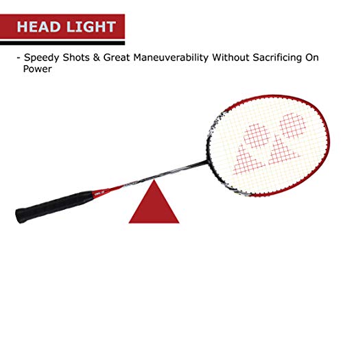 Image of YONEX Nanoray 6000I G4 - U Aluminium Strung Badminton Racket with Full Racket Cover (Red) | For Intermediate Players | 92 grams | Maximum String Tension - 24lbs