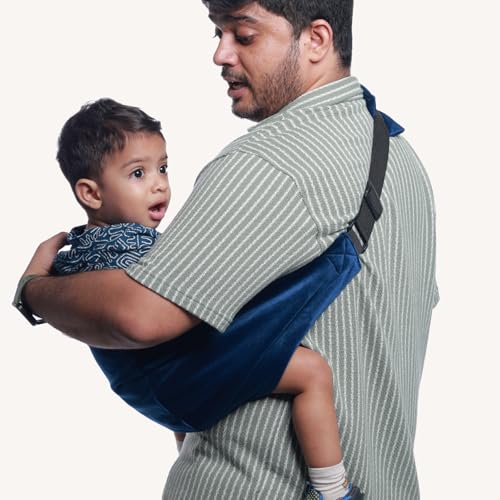 Image of Snugs Ergonomic Baby Carrier | Luxe Edition | Toddler carrier | Sling carrier | Breathable and Lightweight Fabric | Adjustable Straps | Suitable for 8 Months to 4 Years | Supports Up to 20 Kg (Oxford Blue)