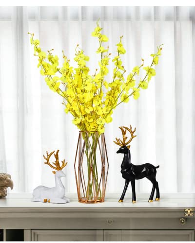 2Pcs 3D Geometric Elk Resin Statue, Seated And Standing Elegant Lucky Deer, Luxurious Simple Style Ideas, Suitable For Living Room, Wine Cabinet, Display Stand, Bedroom, Office Desktop (Black Elk) #TOP6