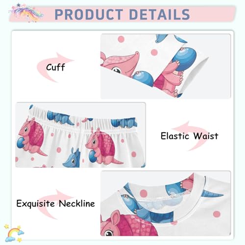 Pajama Sets Long Sleeve Cute Armadillos Playing with Balls Soft Comfy Sleepwear 2 Piece PJS 3-8T4