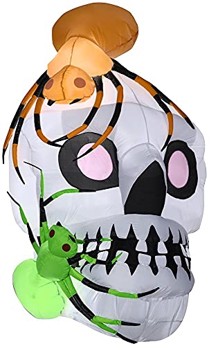 5 1/2' Gemmy Airblown Inflatable Skull With Spiders Scene Halloween Yard Decoration #TOP7
