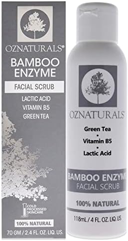 OZNATURALS Bamboo Enzyme Exfoliating Facial Scrub - Face Exfoliator and Acne Face Wash For Women and Men - Natural Pore Cleanser & Minimizer With Vitamin B5, Lactic Acid and Green Tea