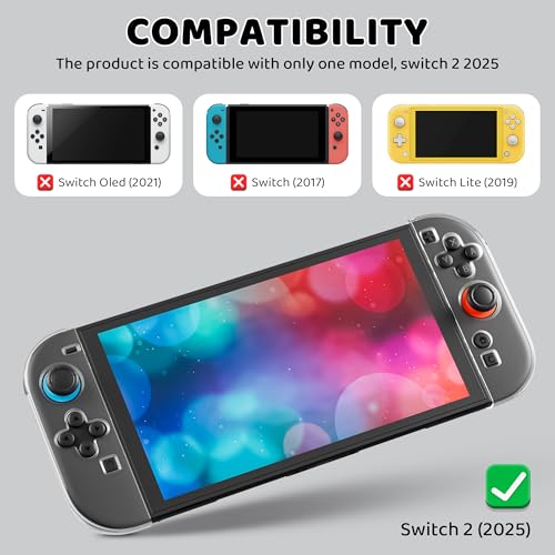 Funda transparente Nintendo Switch 2 de TPU suave con agarre 7