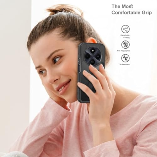 Image of SHINESTAR Ultra Slim Clear Back Cover for Redmi A4 5G | Poco C75 5G | Redmi 14C 5G, Transparent Hybrid Hard Shell Plastic & Soft Silicone Rubber Bumper, Non-Yellow Acrylic Protective Cover - Black