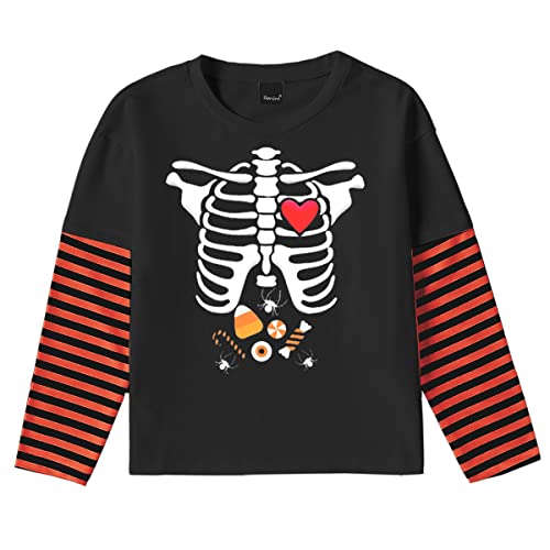 Image of Remimi Unisex Kids Christmas Long Sleeve Shirt Xmas Print Stripe Shirts 2-12 Years