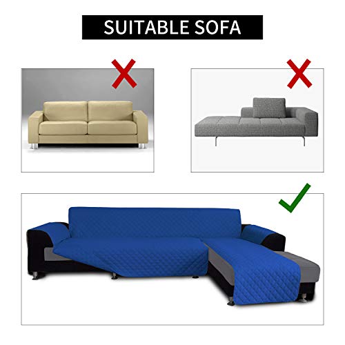 Image of Easy-Going Microfiber Sofa Slipcover L Shape Sofa Cover Sectional Couch Cover Chaise Lounge Cover Reversible Sofa Cover For Pets Kids Children Dog Cat (X-Large, Classicblue /Classicblue)