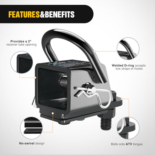 Image of Nilight 3 in 1 ATV UTV Multi Hitch Mount with 2 Inch Receiver 1-7 /8 inch Ball Hitch Rated 2000 LBS Winch Strap Loop Rated 5000 LBS