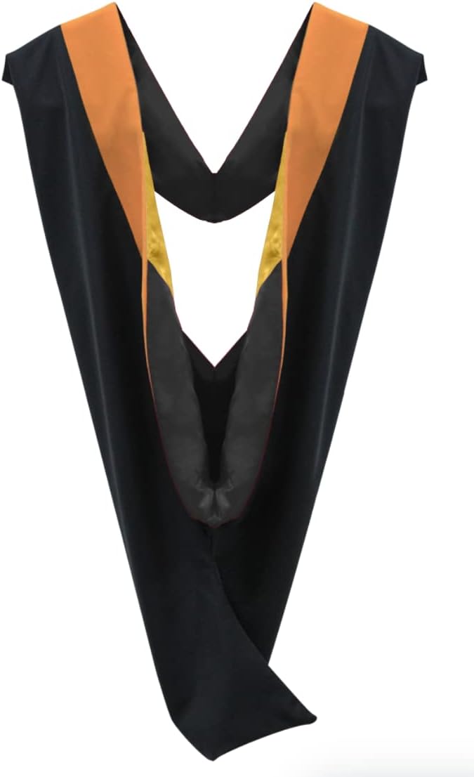 Cappe Diem Master Graduation Deluxe Hood (Nursing, Social Work, Theology, MBA, M.Ed, M.Sc.) Apricot Salmon Peacock