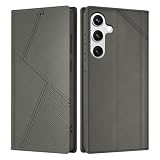 YOLALAHO Galaxy S24 ケース 手帳型 耐衝撃 カード収納 ギャラクシー SC-51E SCG25 SM-S921U カバー 財布型 スタンド機能 高級レザー ぎやらくしーs24 スマホケース 全面保護 上質な手触り ストラップホール付き マグネット式 擦り傷防止 かわいい おしゃれ グレー