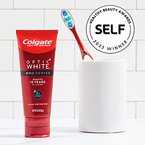 Colgate Optic White Pro Series Whitening Toothpaste With 5% Hydrogen Peroxide, Stain Prevention, 3 Oz Tube #TOP5