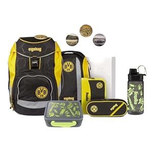 ergobag Pack Fußball Edition Schulrucksack Set inkl. Lunchset (Borussia Dortmund)