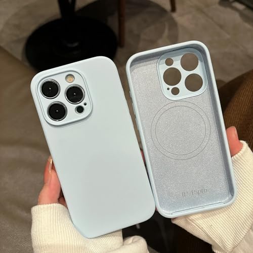 Coque iPhone 15 Pro magnétique antichoc silicone liquide souple bleu