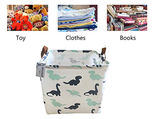 Canvas Storage Bins Toy Basket Collapsible Boxs Chest Organizer Water-Resistant Nursery For Edroom, Closet, Kid's Toys, & Laundry (Dinosaur) #TOP4
