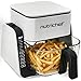 NutriChef 4L Airfryer & Elektrogrill – 7-in-1 Glas Heißluftfritteuse + 1.2L Grill Frittieren, Grillen, Backen ohne Öl | Tischgrill elektrisch | Transparentes Sichtfenster | Ideal für Familien | Weiß