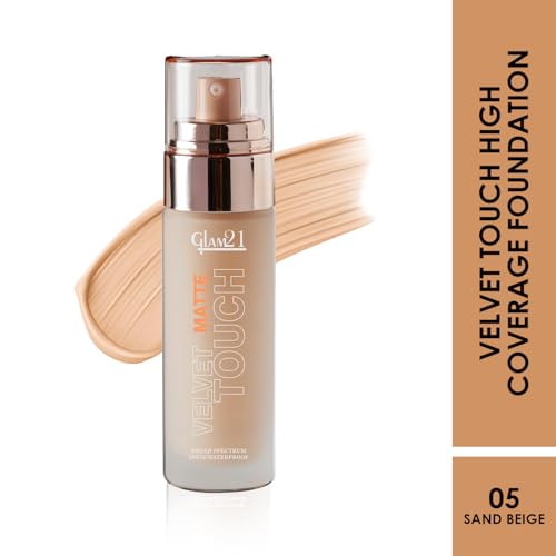 Image of Glam 21 Velvet Touch Oil Control Silk Foundation|Waterproof, High Coverage|Spf 35 Long Lasting|Sand Beige-50Gm, All