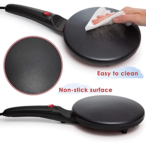 Moss & Stone Electric Crepe Maker With Auto Power Off, Portable Crepe Maker & Non-Stick Dipping Plate, On/Off Switch, Nonstick Coating & Automatic Temperature Control, Pan Apo #TOP1