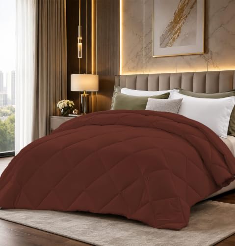 Image of Super Comfort Microfiber 300 GSM Comforter for Heavy Winter, Warm Quilted Blanket with Diamond Stitch, 92 x 106 Inches (233 x 269 cm), Cozy Comforter for King Size|Chocolate Brown