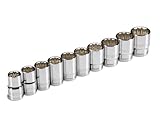 TEKTON 1/2-Inch Drive Socket Set, Metric, Cr-V, 13 mm - 24 mm, 10-Sockets | 1206