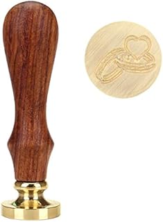 Mogoko Vintage Wax Seal Stamp, Retro Fancy Copper Sealing Wax Stamp with Wooden Handle (Wedding Ring)