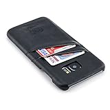 Samsung Galaxy S7 Edge Card Case by Dockem- Vintage Synthetic Leather Wallet Case, Ultra Slim Professional Executive Snap On Cover with 2 Card Holder Slots, Black