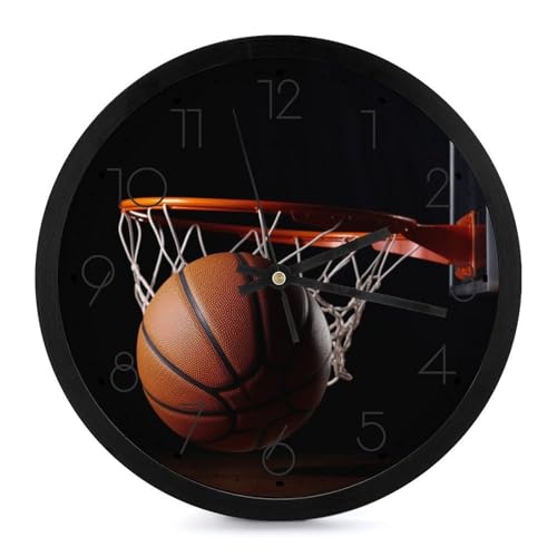Horloge murale à piles basket-ball silencieuse et grande