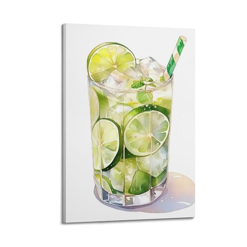 Image d'art moderne citron vert koanga avec bulles d'eau sur grande toile