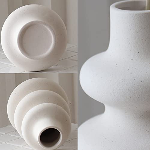 Peauarl Circle Ceramic Vase, Pampas Grass Vase，Modern Dried Flowers Vase, Decorative Vase For Centerpieces, Kitchen, Office, Living Room, Wedding, Gifts #TOP5