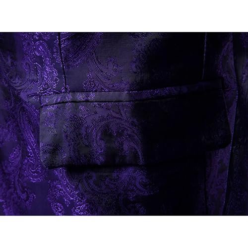 Mens Long Sleeve Turtle Neck Work Blazer with Formal Sequin Bling Slim Fit Paisley Single Breasted 1 Button Coat4