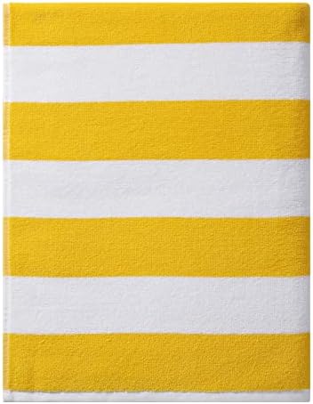 cabanana Large Oversized Beach Towels - Cotton 35 x 70 Inch Gold Lateral Striped Fluffy Pool Towel, Plush Summer Swimming Cabana Towel