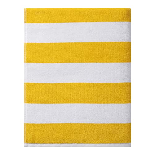 Cabanana Large Oversized Beach Towels - Cotton 35 X 70 Inch Gold Lateral Striped Fluffy Pool Towel, Plush Summer Swimming Cabana Towel #TOP3