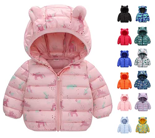 Mmoneyake Winter Down Coats for Kids Baby Boys Girls Lightweight Puffer Padded Jacket with Bear Hoods Warm Infant Outerwear2