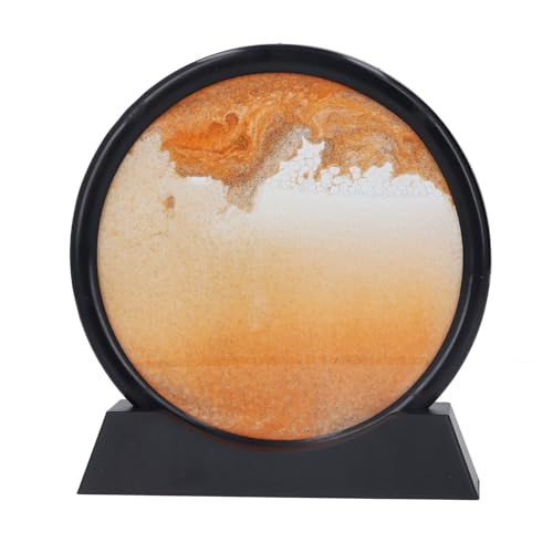 CHEOTIME Arte de cuarzo dinámico 3D movimiento líquido, decoración de pintura de cuarzo movediza, luz redonda, pintura amarilla de lujo, pantalla de movimiento de vidrio transparente,