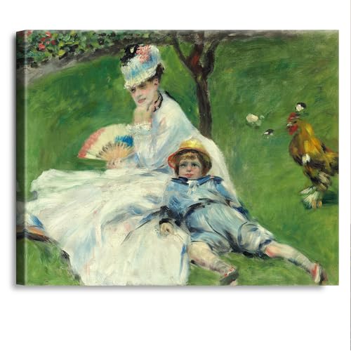 A&T ARTWORK Madame Monet and Her Son by Pierre-Auguste Renoir Painting Reproductions Reproductions,Giclee Canvas Prints Wall Art for Home Decor,30x24 inches