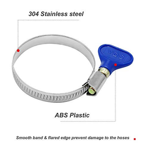Image of 10-Pack Stainless Steel Hose Clamp, Thumb Screw Key-Type Adjustable Hose Clamp, 32-50 mm (1-1 /4 inch to 2 inch), 9mm Bandwidth for Plumbing Automotive
