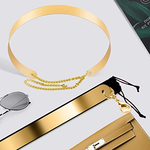 Mtaigdiec Women's Waist Belt Polished Shiny Metal Adjustable Chain Mirror-Like Gleam,Arc Design Bold Chain Metal Belt.…… #TOP3