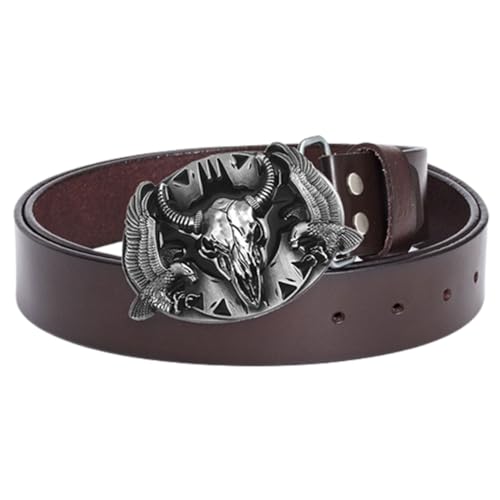 Ceinture cuir homme motif western avec boucle relief taureau