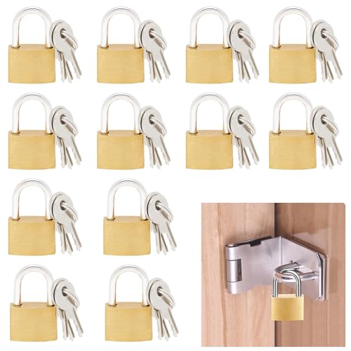 12 PCs Mini -Vorhängeschloss, kleines Vorhängeschloss mit 2 Tasten für Reisetaschen, Fitnessstudio -Schließfach, kleines Metallgepäck, massive Messingschlösser für Kofferschloss, Klassenzimmer