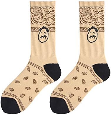 New Travis Scott Cactus Jack Face Logo Paisley Custom Crew Socks Matching SB Dunks Beige CT5053-001